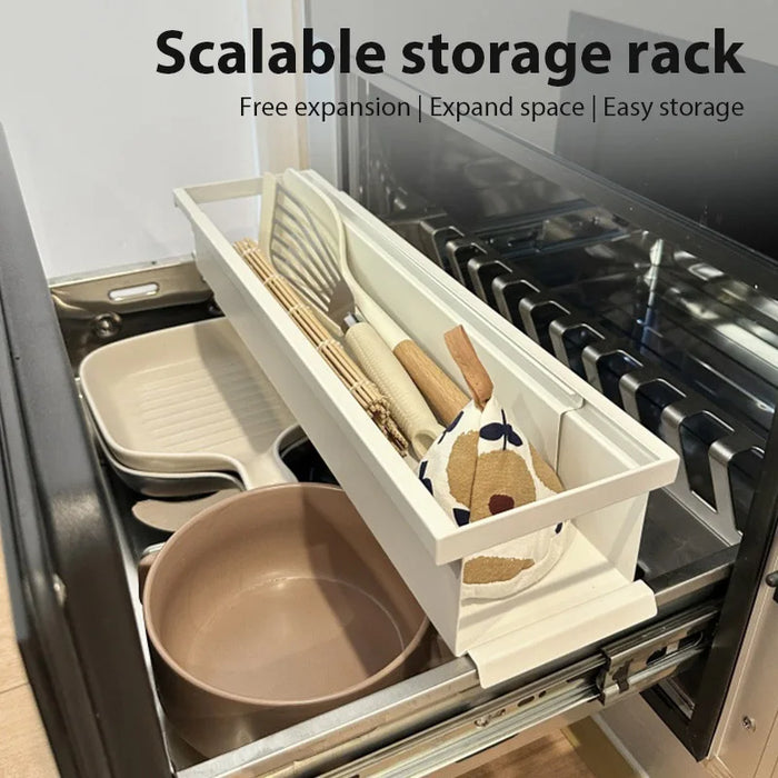Étagère rétractable pour armoire cuisine avec tiroir intégré