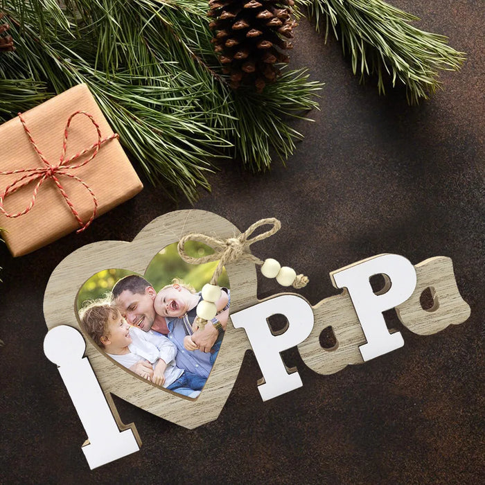 Cadre photo en bois coeur 'Love' pour décoration de mariage