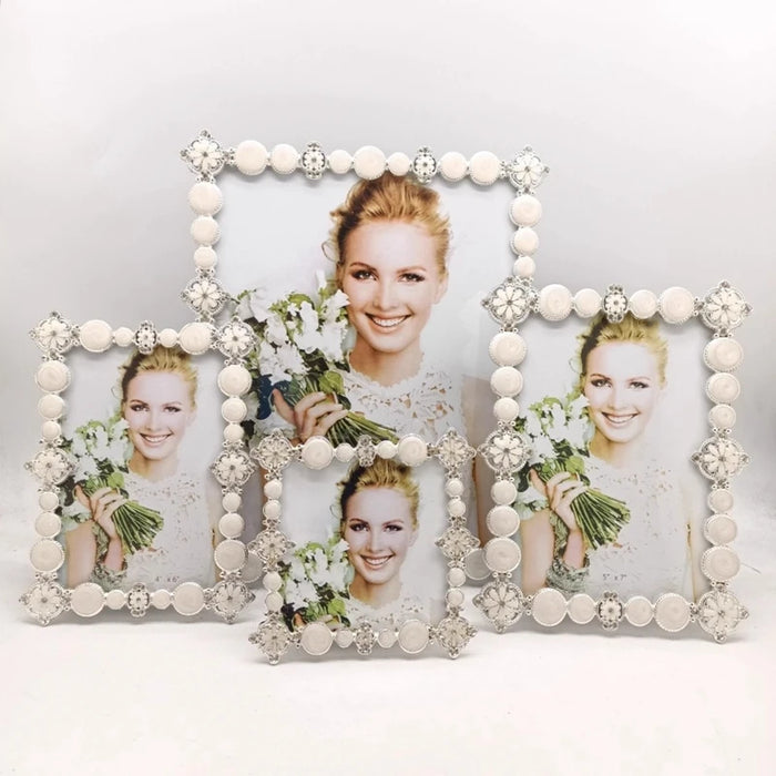 Cadre photo argent strass métallique pour décoration intérieure
