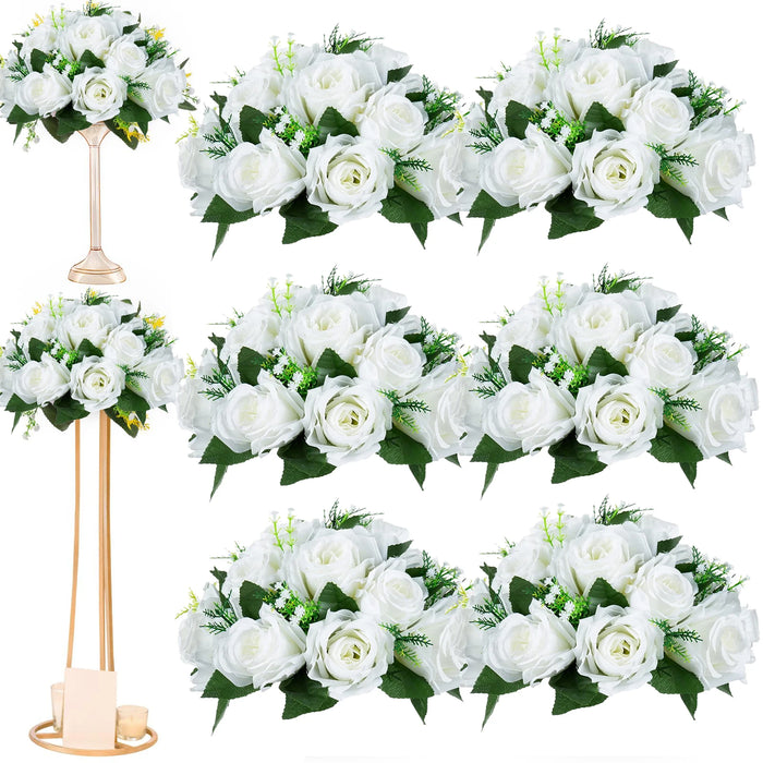 Bouquet de 6 roses artificielles en soie couleur or