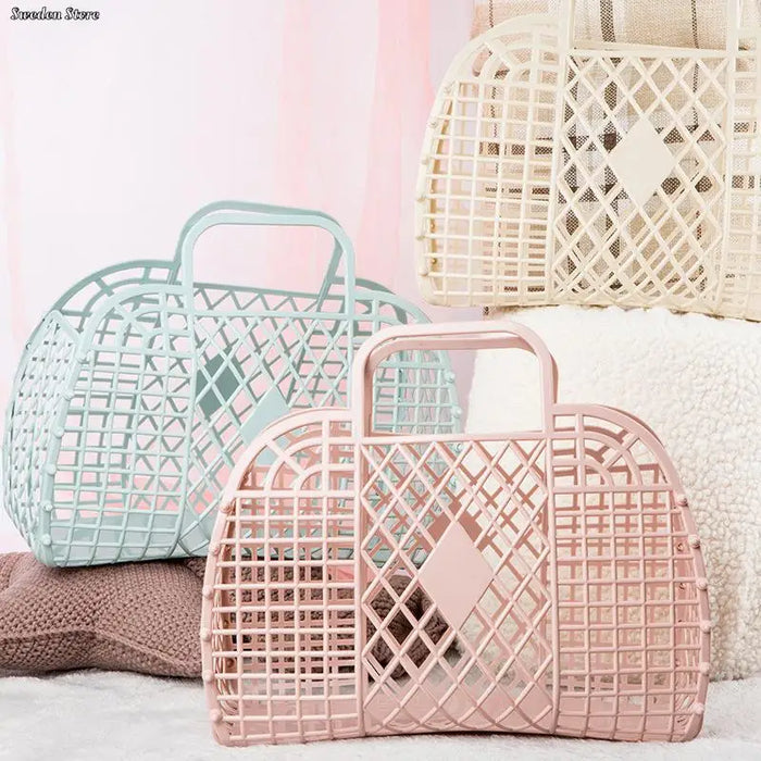 Panier de rangement pliable rouge pour salle de bain