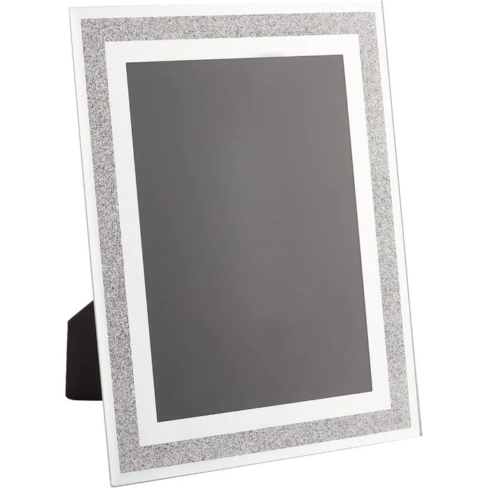 Cadre photo en verre scintillant à paillettes argentées gris clair