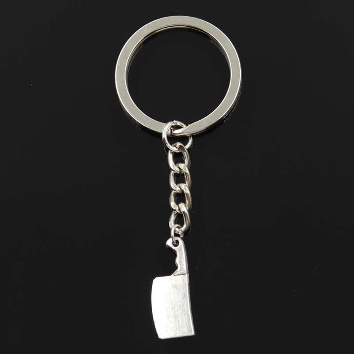 Porte-clés couteau design en métal argenté pour homme