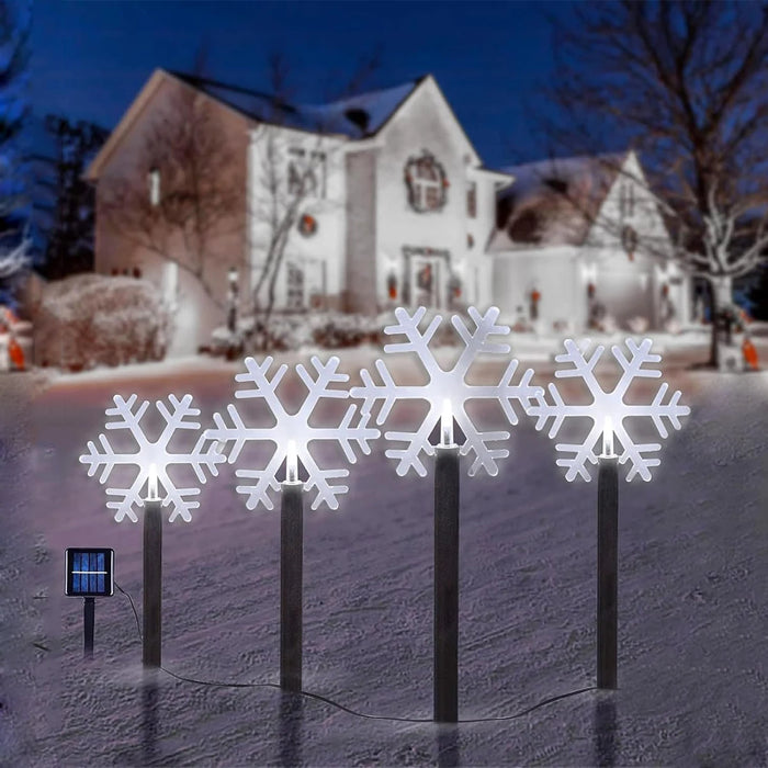 Lot de 4 lampes solaires imperméables à motif paysage dans un jardin