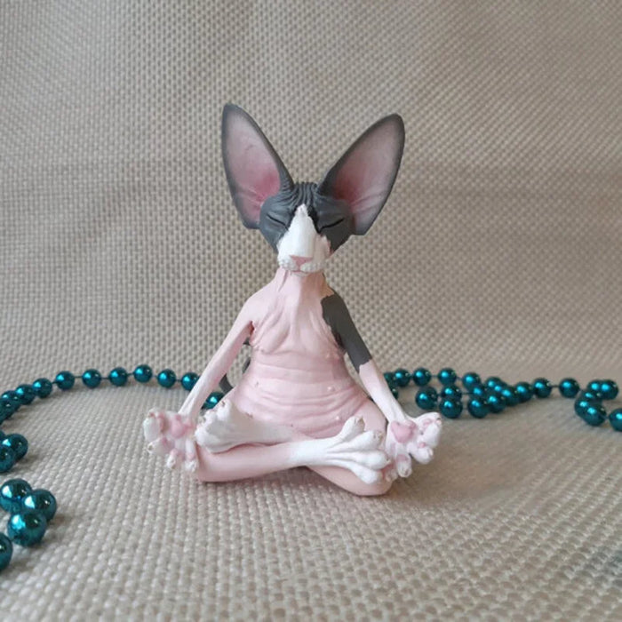 Statue de chat Sphinx Bouddha en résine gris clair - décoration jardin Ombre Interieur