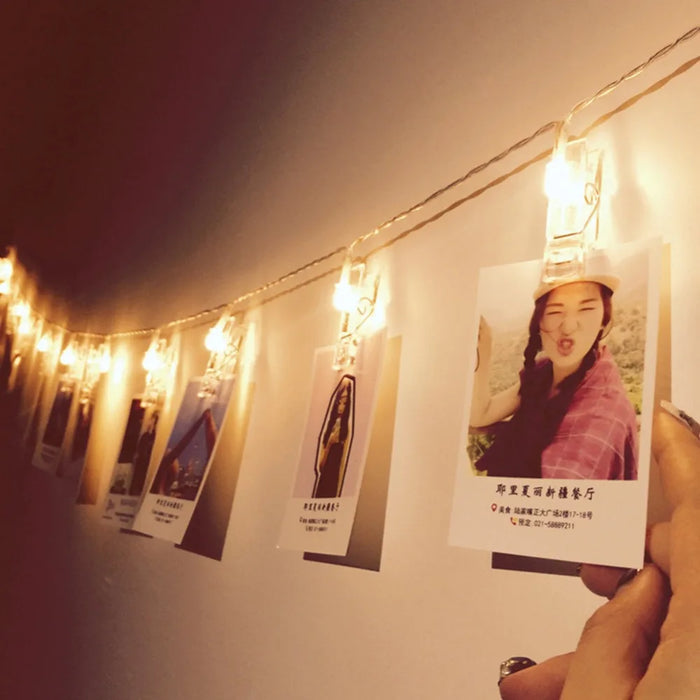 Guirlande lumineuse LED avec clips pour photos