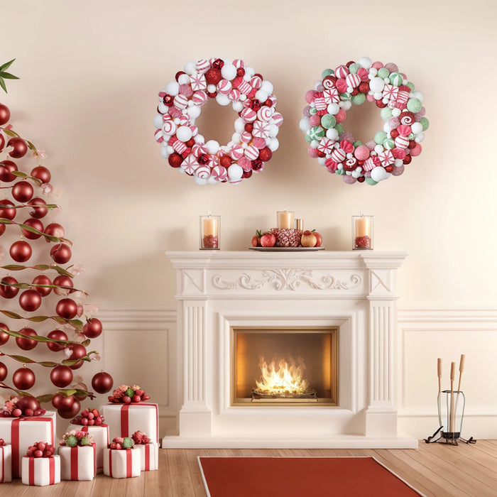 Couronne de Noël blanche laiteuse pour porte d'entrée 45cm