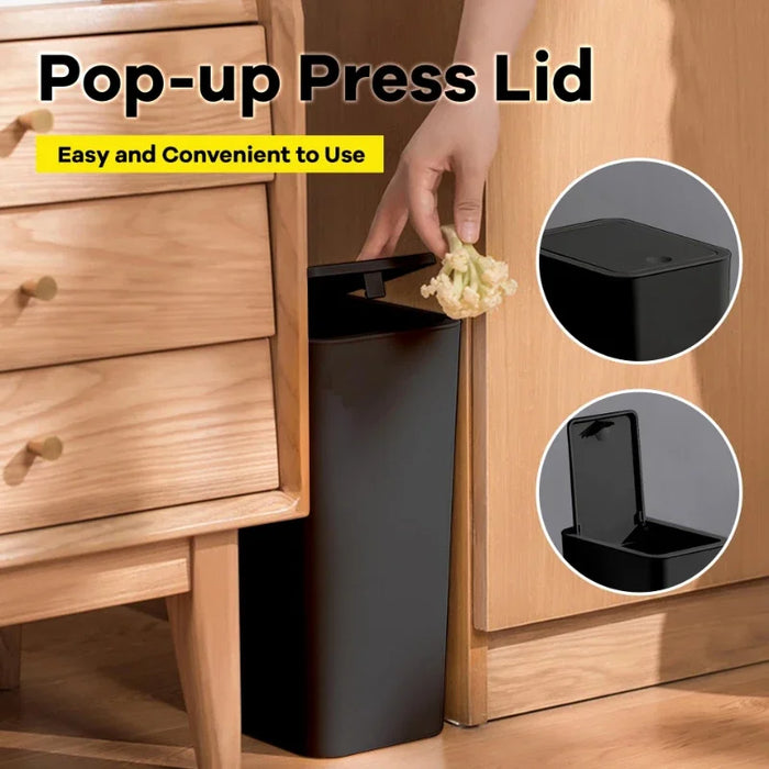 Poubelle de salle de bain 10L couleur bourgogne avec couvercle pop-up