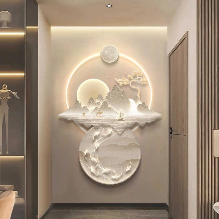 Applique murale LED moderne avec paysage peinture pour salon