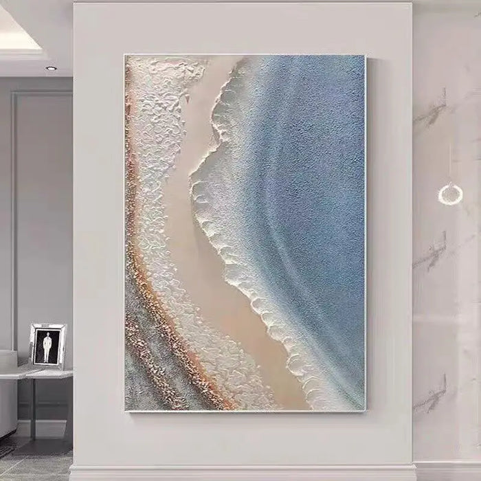 Peinture à l'huile abstraite texturée blanche sans cadre vue de face