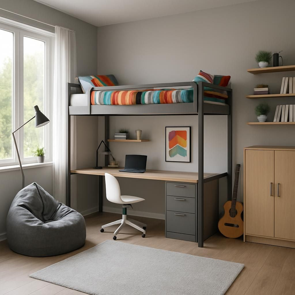 Chambre d'adolescent moderne avec rangements astucieux et décoration personnalisée