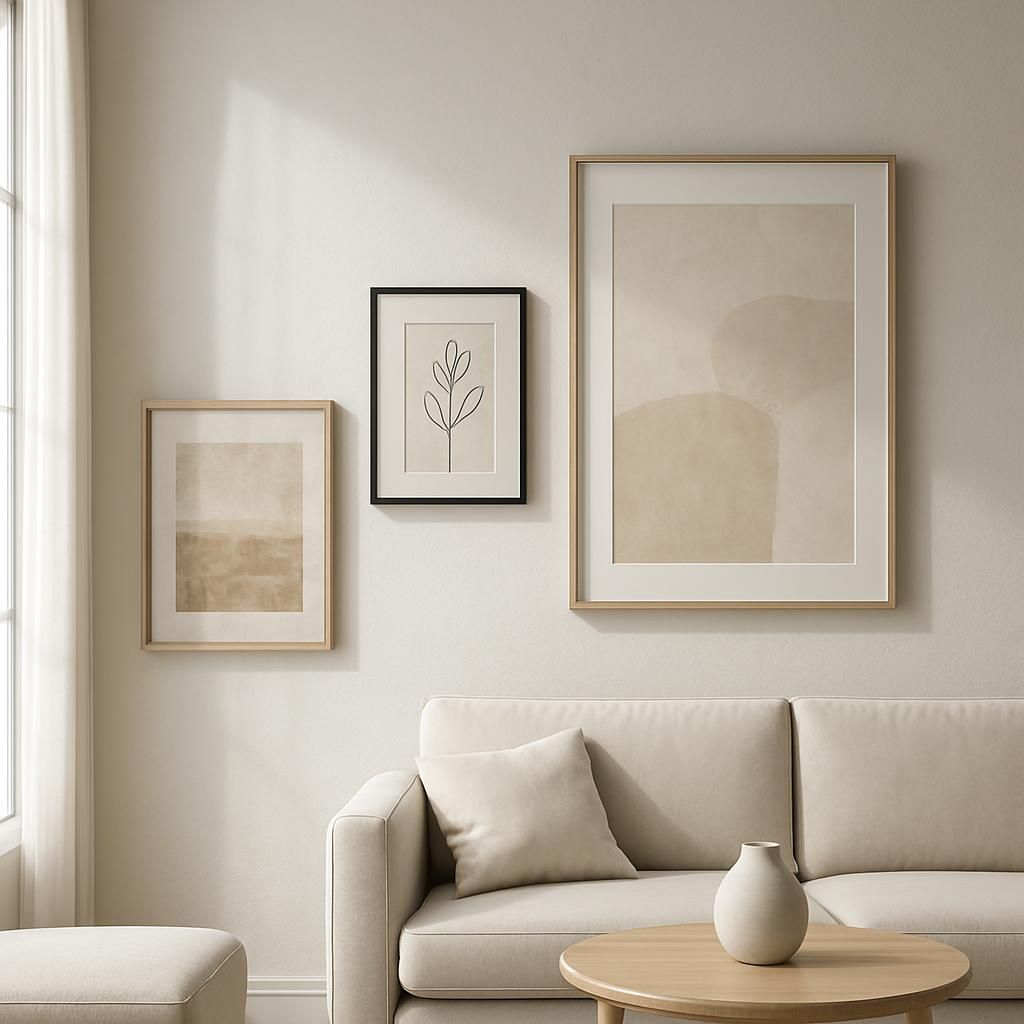 Disposition de trois cadres pour une décoration murale harmonieuse