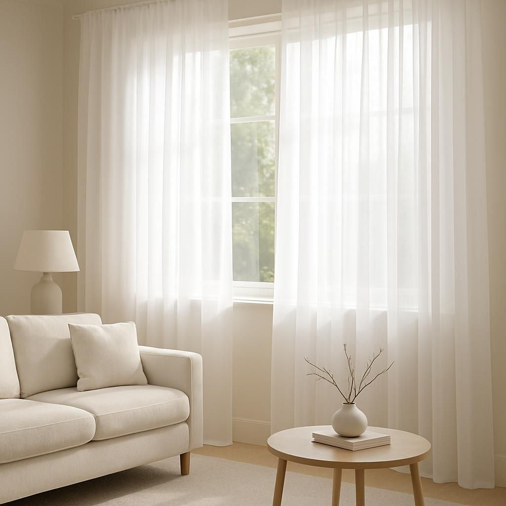 Voilages blancs éclatants pour une décoration intérieure lumineuse et rafraîchissante.
