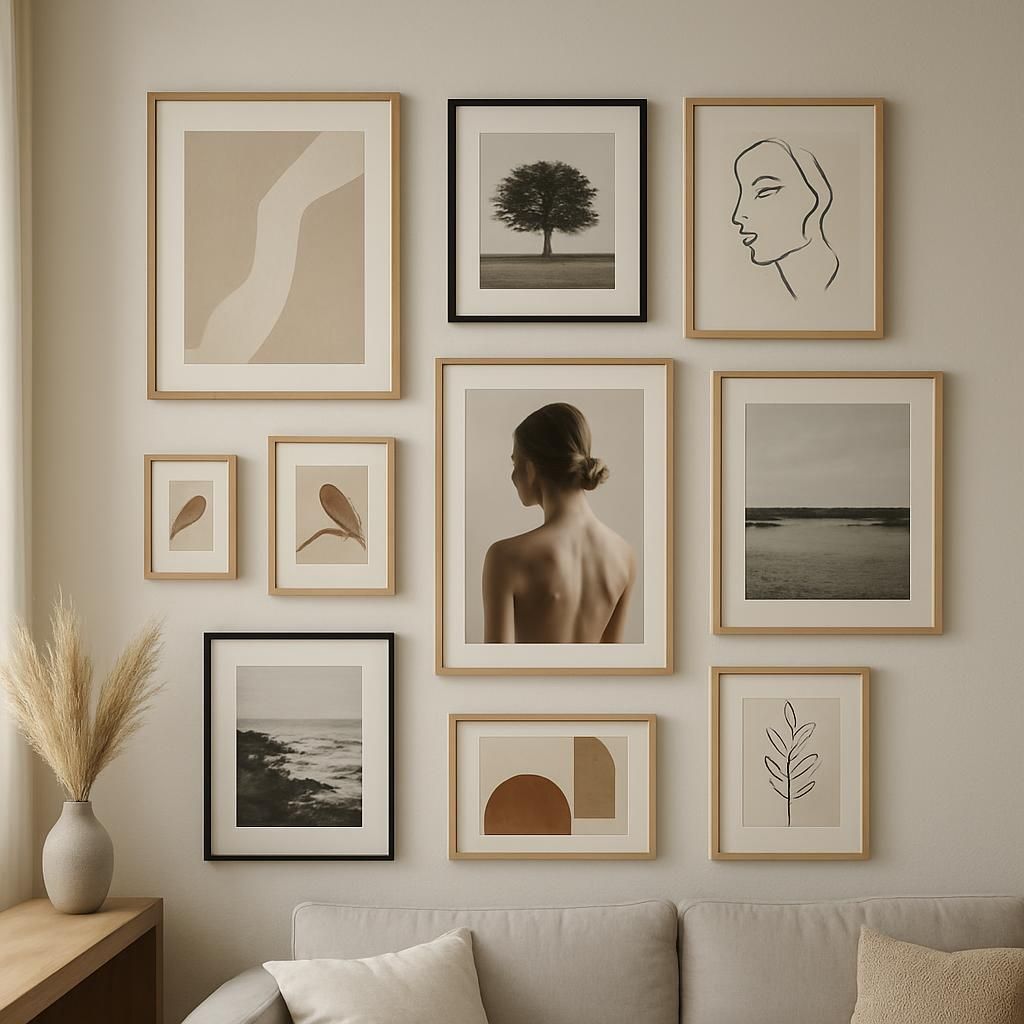 Disposition harmonieuse de cadres pour une décoration murale réussie