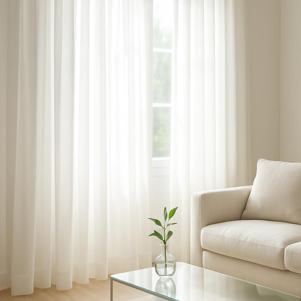 Blanchiment de voilages blancs pour une décoration intérieure éclatante et propre.