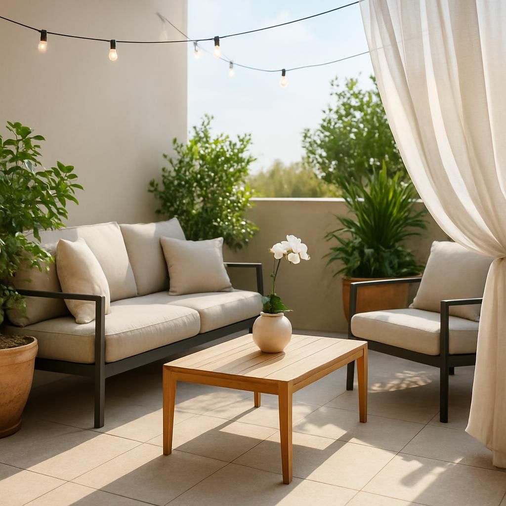 Décoration de terrasse avec des meubles et plantes pour un extérieur accueillant