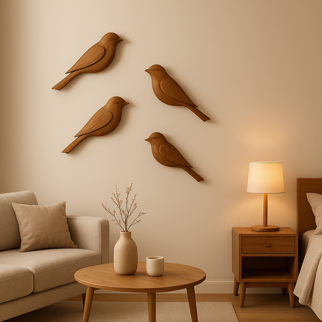 Décoration murale oiseaux en métal pour un intérieur moderne et naturel