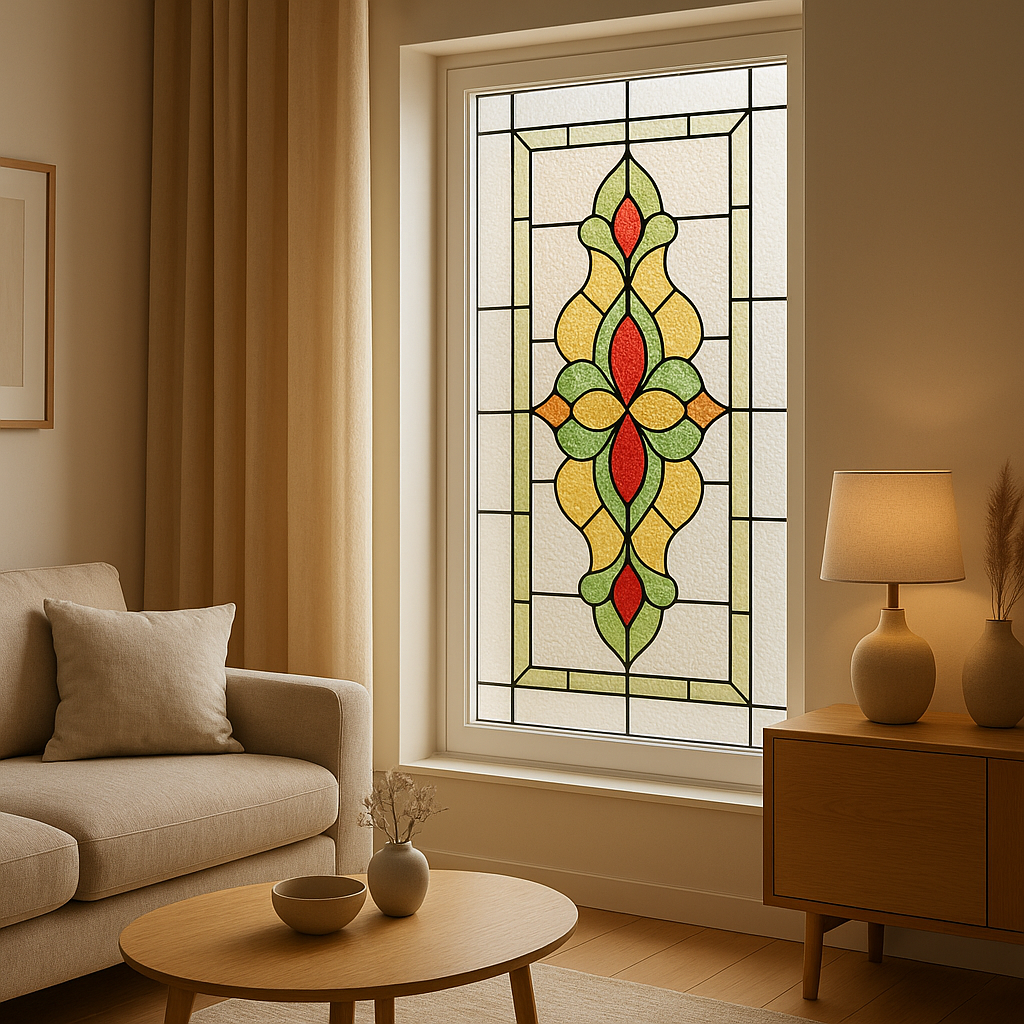 Sticker fenêtre vitrail décoratif pour embellir et créer de l'intimité dans votre intérieur.