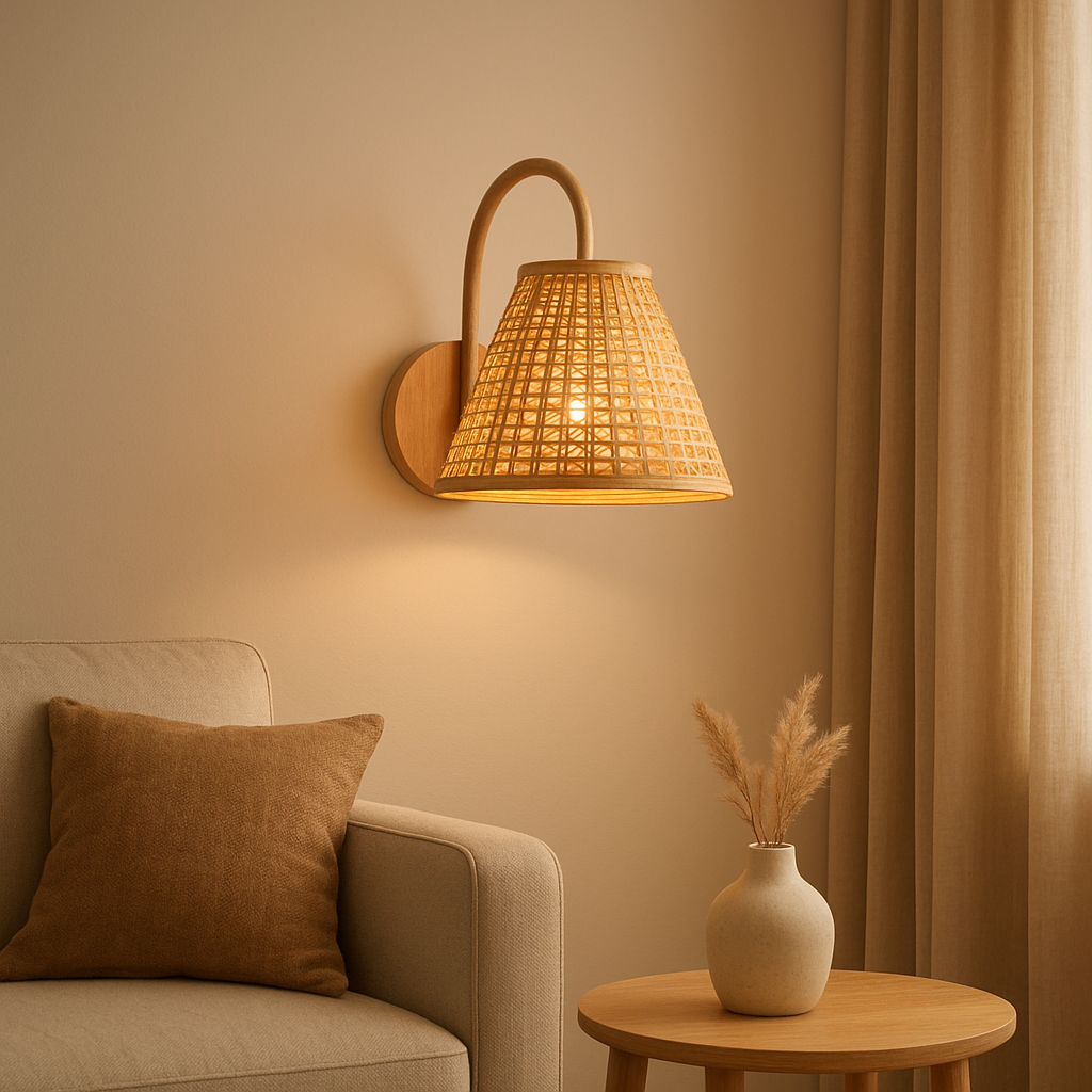 Applique murale en rotin naturel pour une décoration d'intérieur chaleureuse et bohème