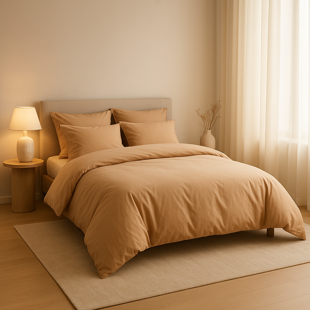 Parure de lit 220x240 en coton, design épuré pour une chambre zen et confortable.