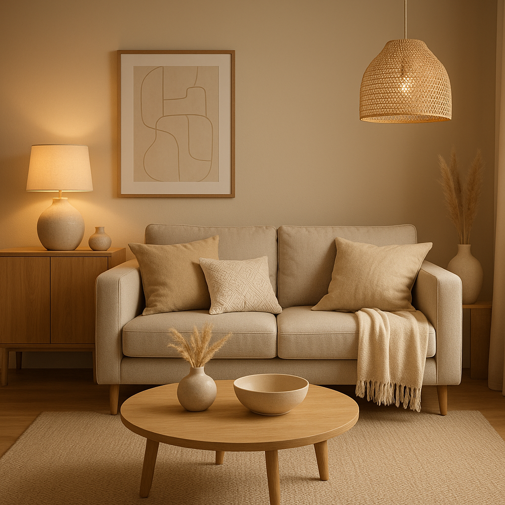 Décoration chambre cocooning apaisante avec lumières douces, textiles et coussins moelleux
