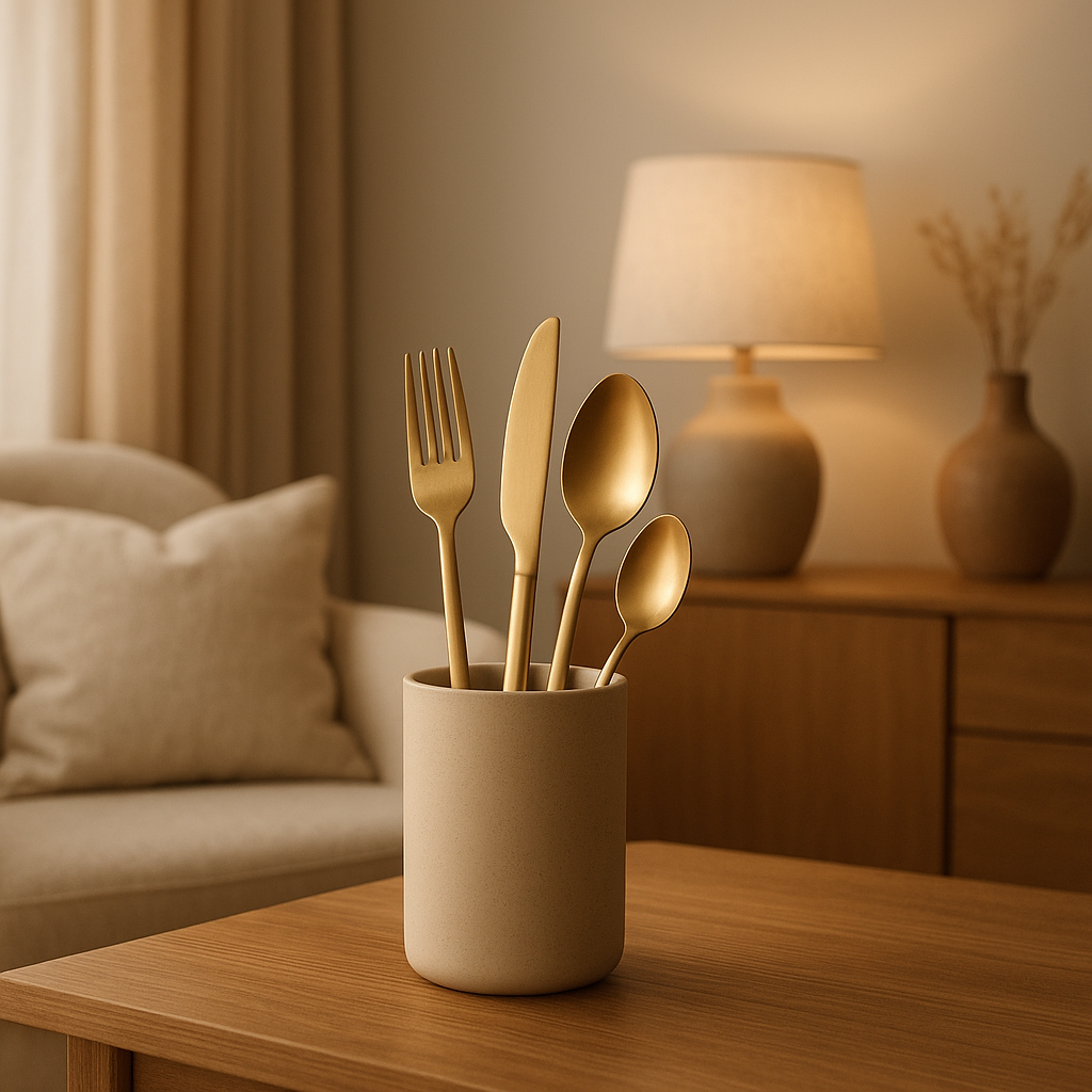 Range-couverts design en bois pour ranger vos couverts avec élégance