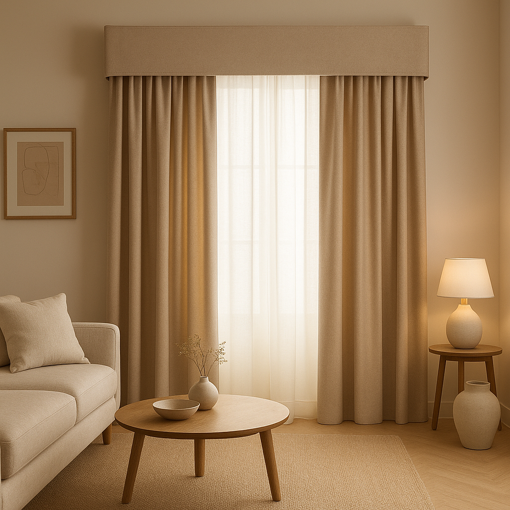 Rideaux cantonnière sur mesure pour fenêtres de toit, disponibles en plusieurs coloris et tissus.