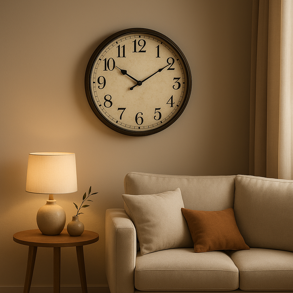 Horloge murale vintage en bois rustique, parfaite pour décorer un intérieur avec charme et rétro.