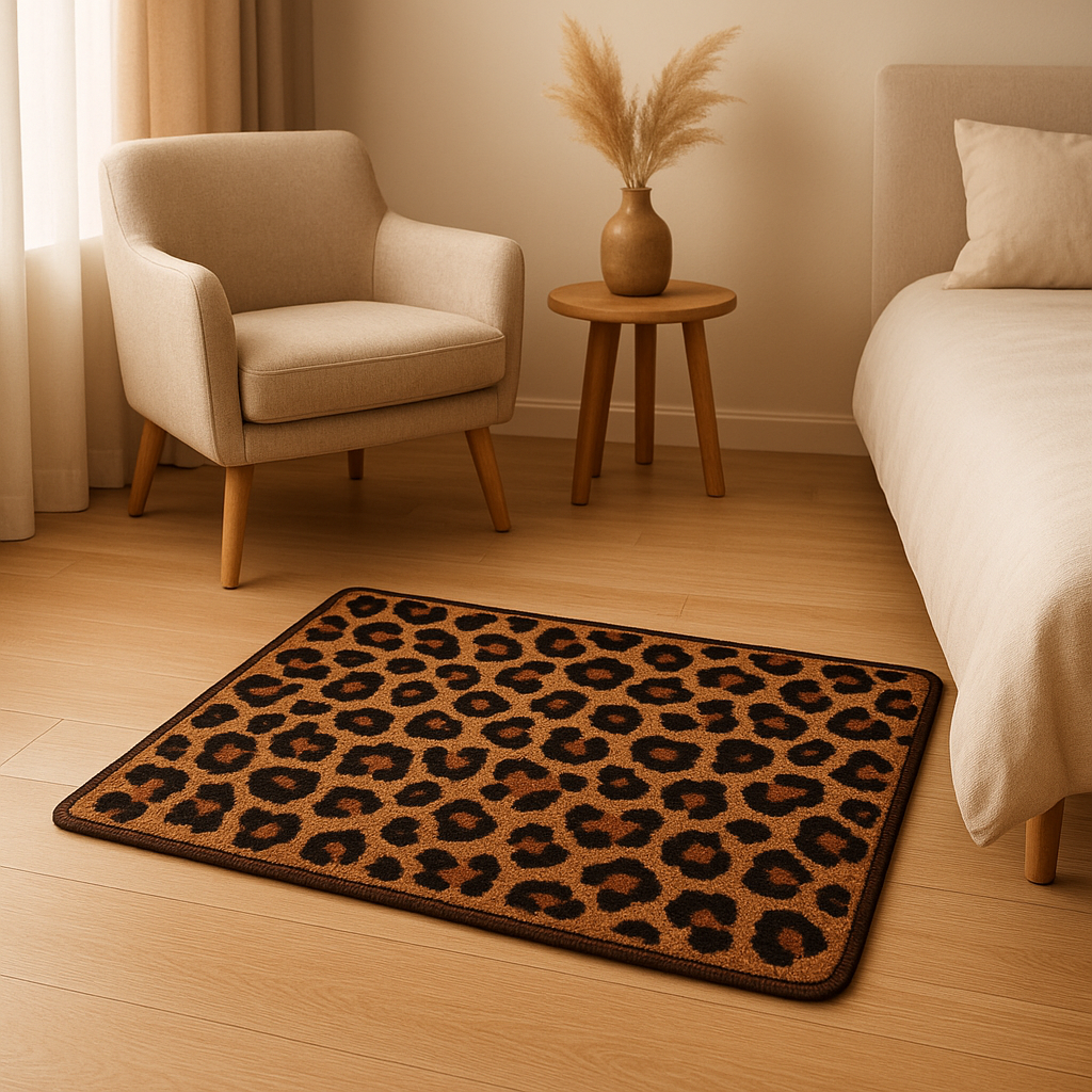 Paillasson léopard design tacheté pour un accueil élégant et original dans votre intérieur.
