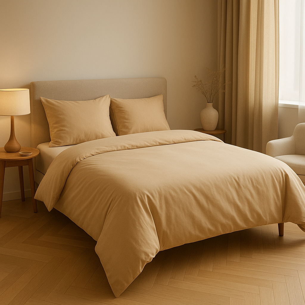 Housse de couette en lin H&M, design épuré pour une chambre zen et naturelle