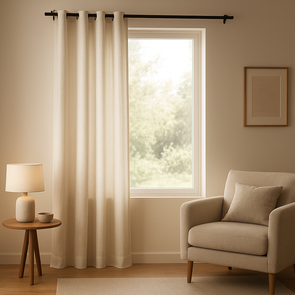 Rideau sur tringle rail pour fenêtre, élégant et fonctionnel pour votre intérieur.