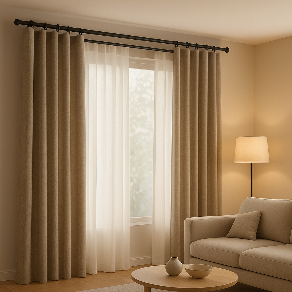 Double tringle à rideau pour plafond, système de suspension pratique et design pour vos fenêtres.