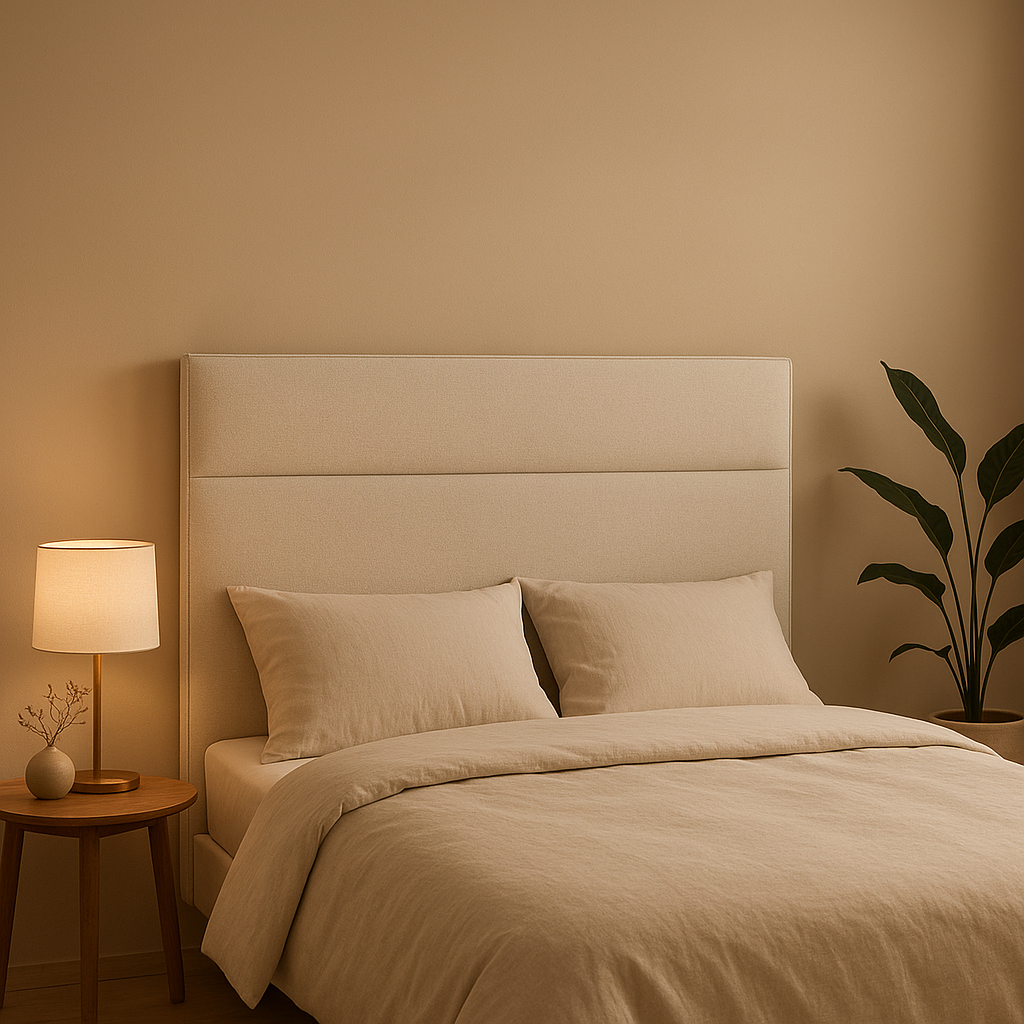 Tête de lit murale en tissu capitonné pour un dressing ou chambre élégant