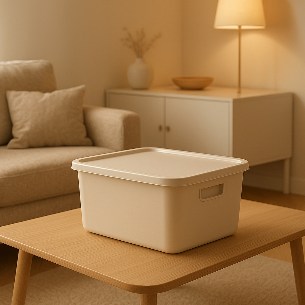 Boîte de rangement en plastique transparent pour un rangement organisé et accessible
