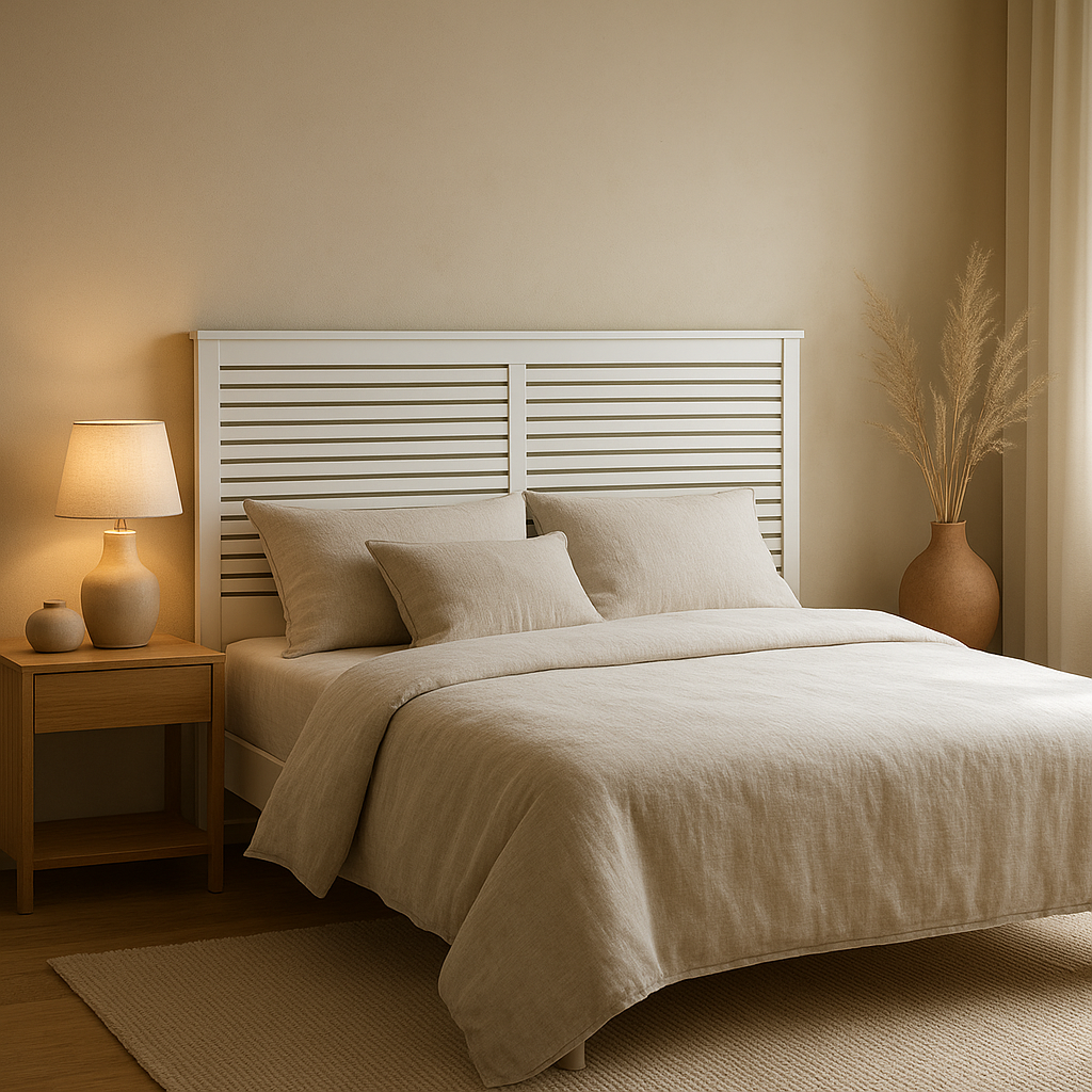 Tête de lit en bois blanc design pour une chambre à coucher élégante et épurée