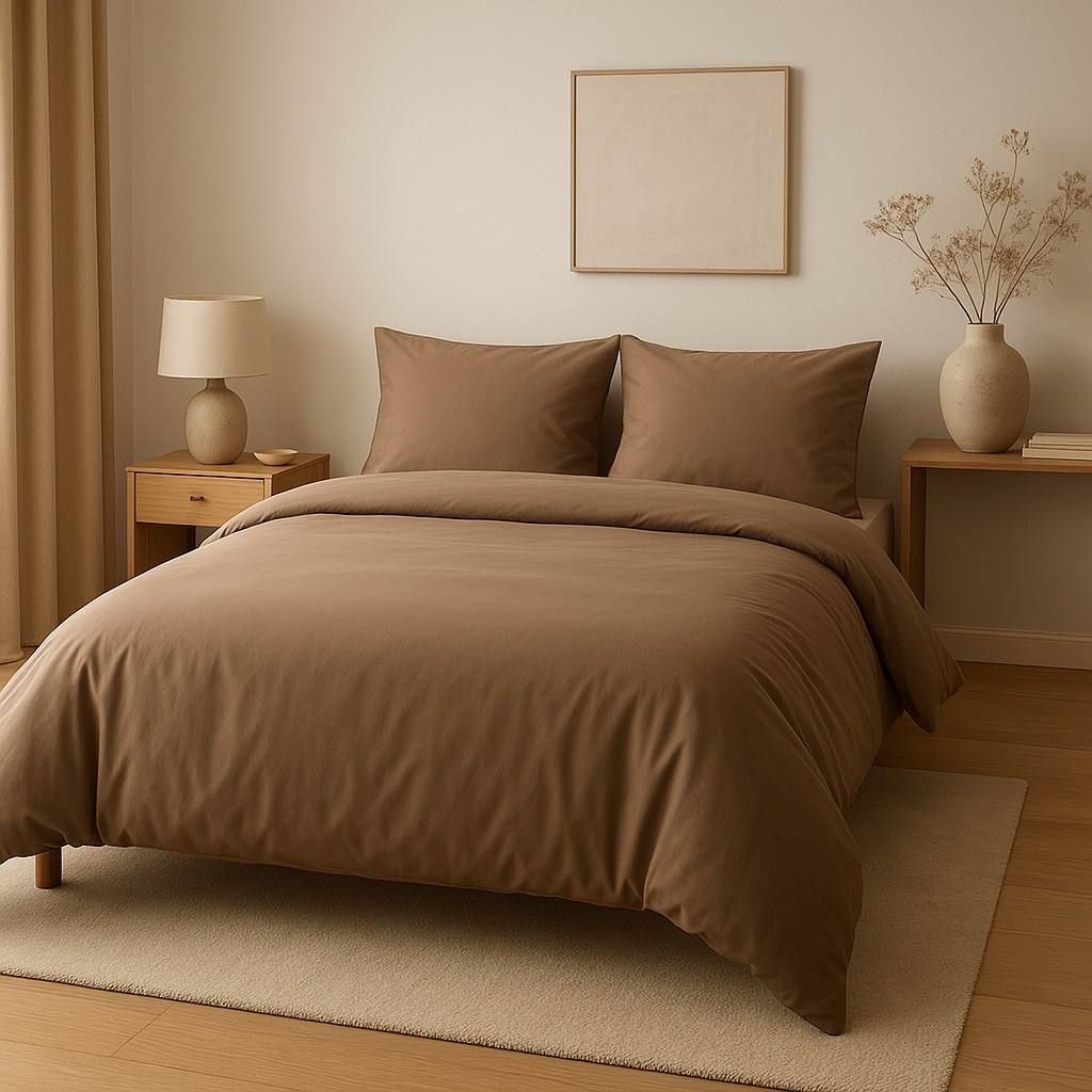 Housse de couette 160 cm en lin naturel pour une chambre paisible et élégante.