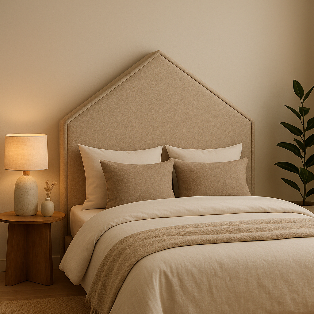 Tête de lit maison en tissu pour une chambre à coucher élégante et personnalisée