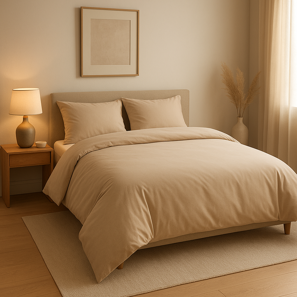 Housse de couette 160x200 en lin naturel, pour une chambre paisible et élégante.