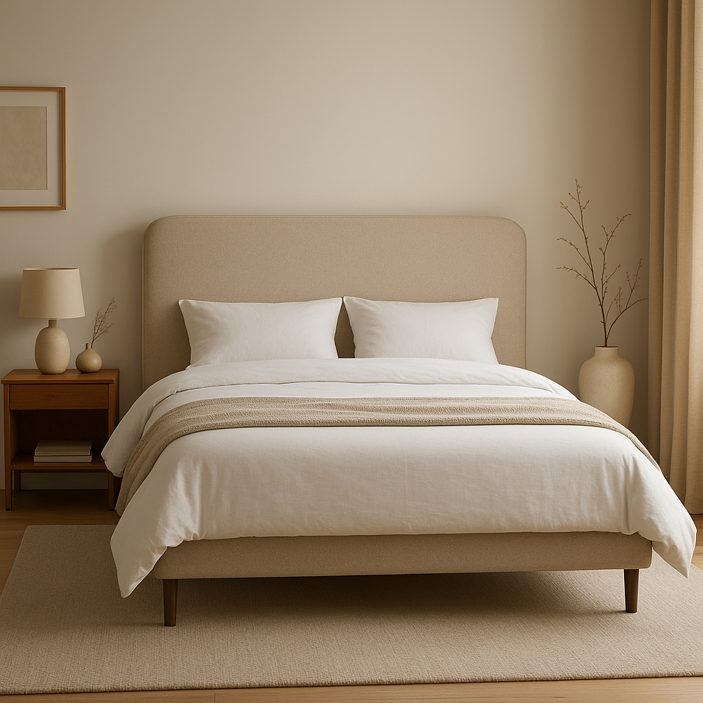 Tête de lit 140x190 en tissu gris, design moderne et tête de lit capitonnée pour chambre à coucher