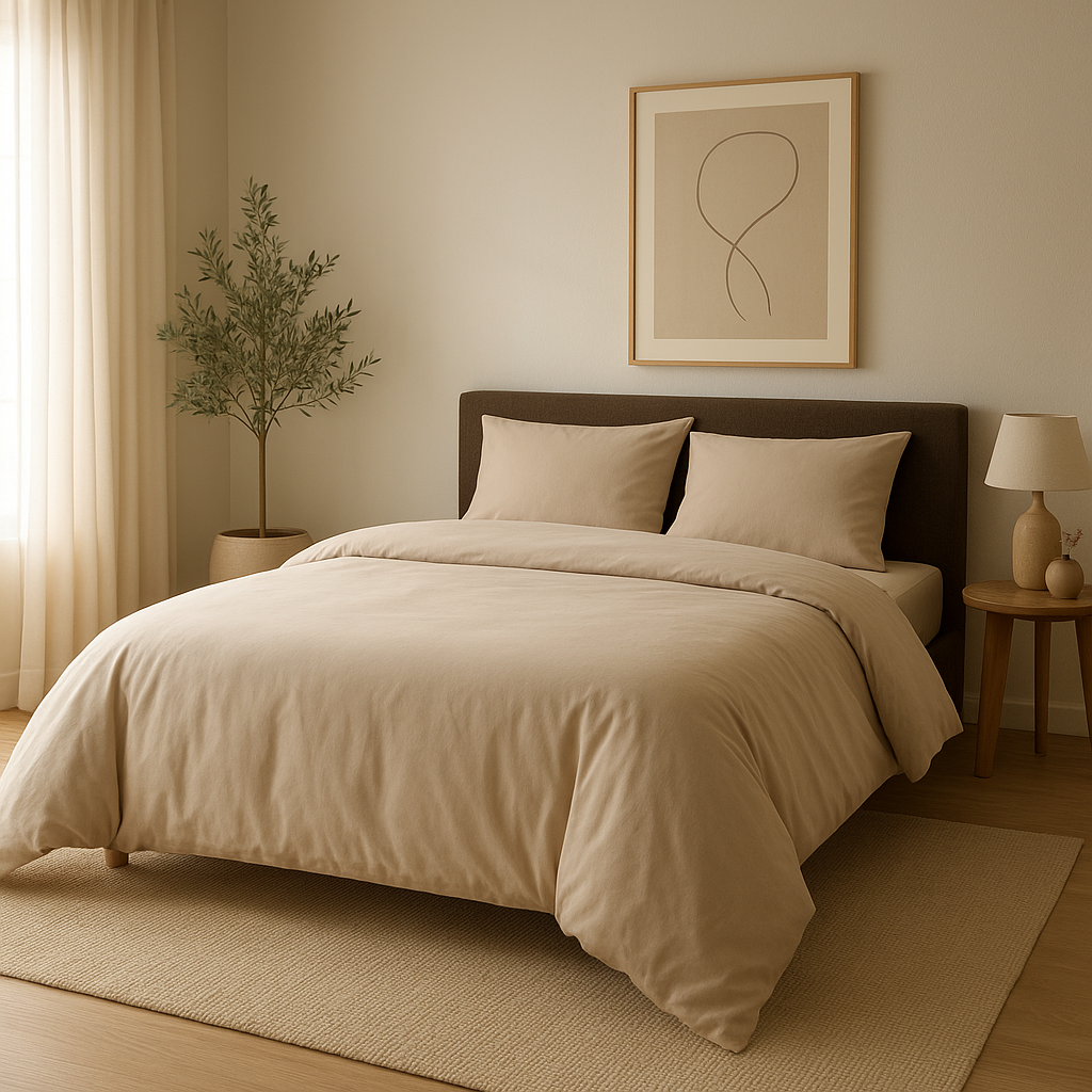Housse de couette 240x280 en lin naturel, pour un lit spacieux et un style d'intérieur apaisant.