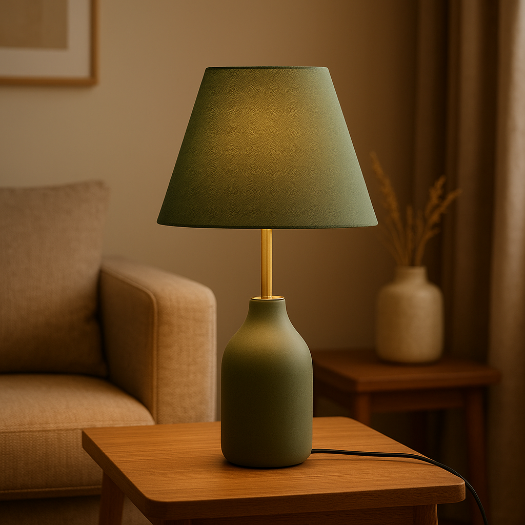 Lampe de chevet verte design en céramique pour une ambiance apaisante dans la chambre