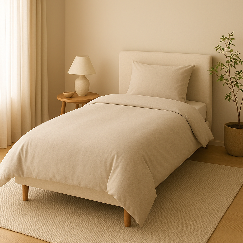 Housse de couette 1 personne en lin, dimensions 140x200 cm, pour une chambre d'adulte ou d'enfant.