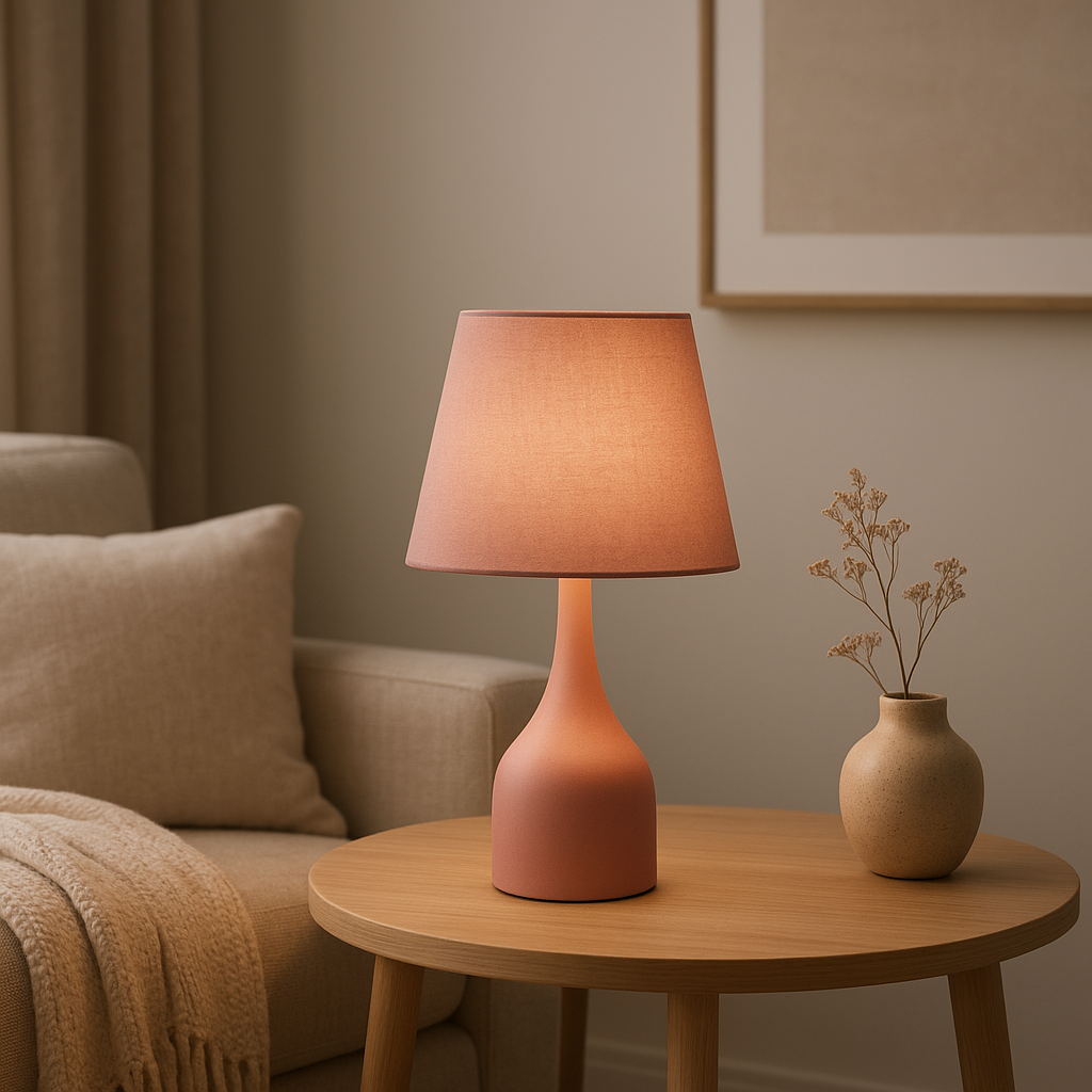 Lampe de chevet rose design en céramique pour une ambiance douce et apaisante