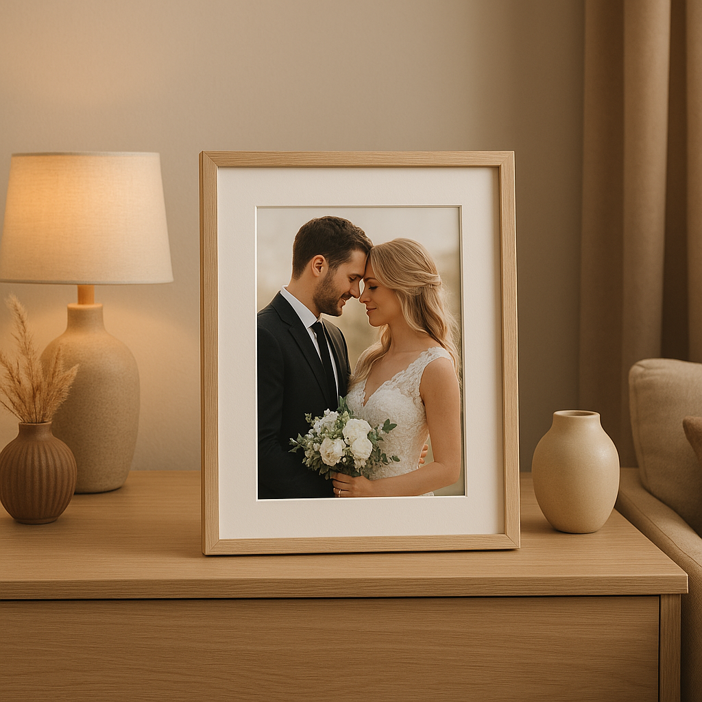 Cadre photo pour mariage personnalisé, idéal pour sublimer vos souvenirs de mariage et décoration d'intérieur.