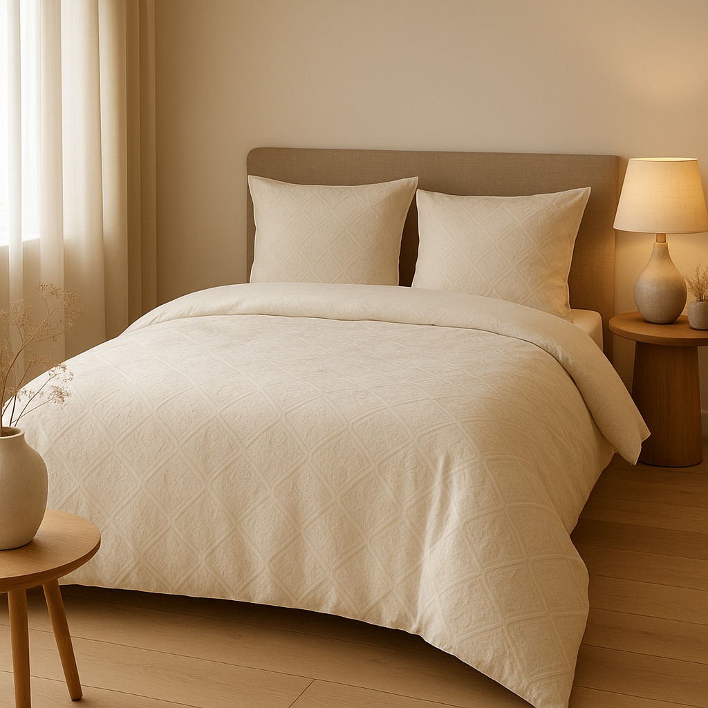 Housse de couette en coton tradition des Vosges, motif floral imprimé pour une chambre cosy.
