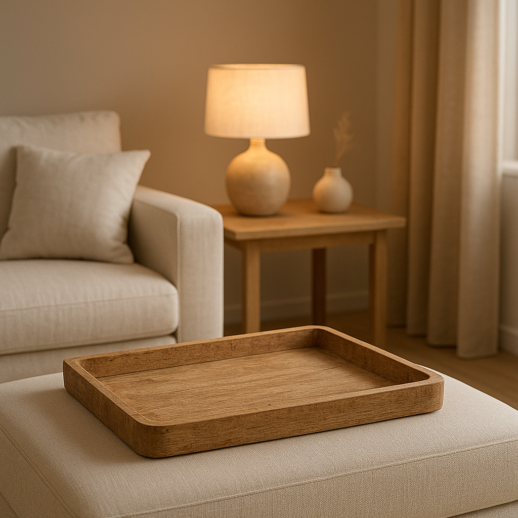 Plateau en bois brut naturel pour une déco d'intérieur authentique et épurée