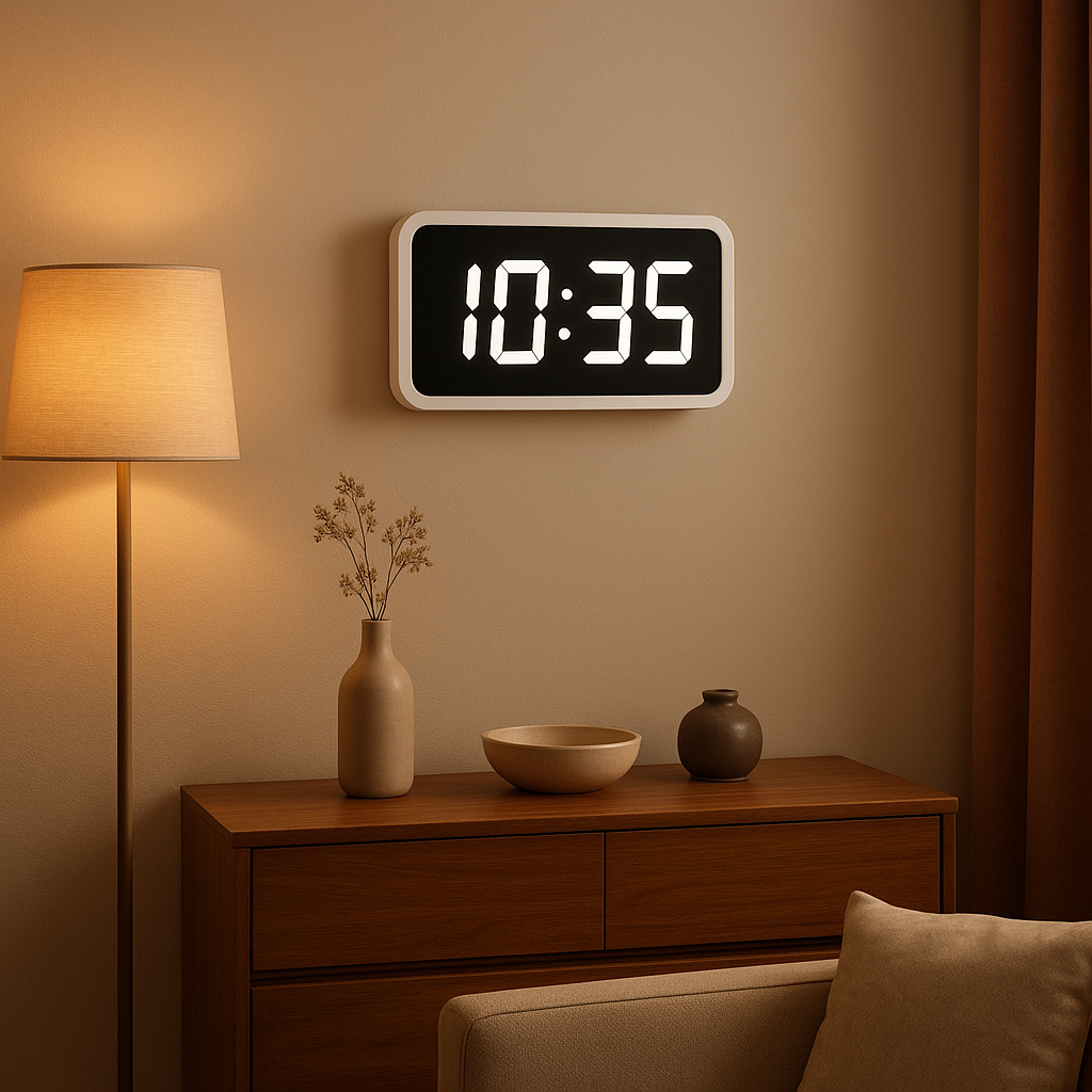 Horloge digitale murale design avec affichage LED lumineux pour votre intérieur moderne