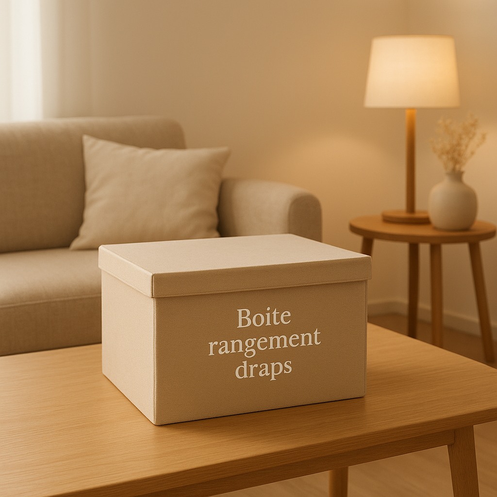 Boîte de rangement pour draps en tissu, idéale pour organiser votre linge de maison avec élégance.
