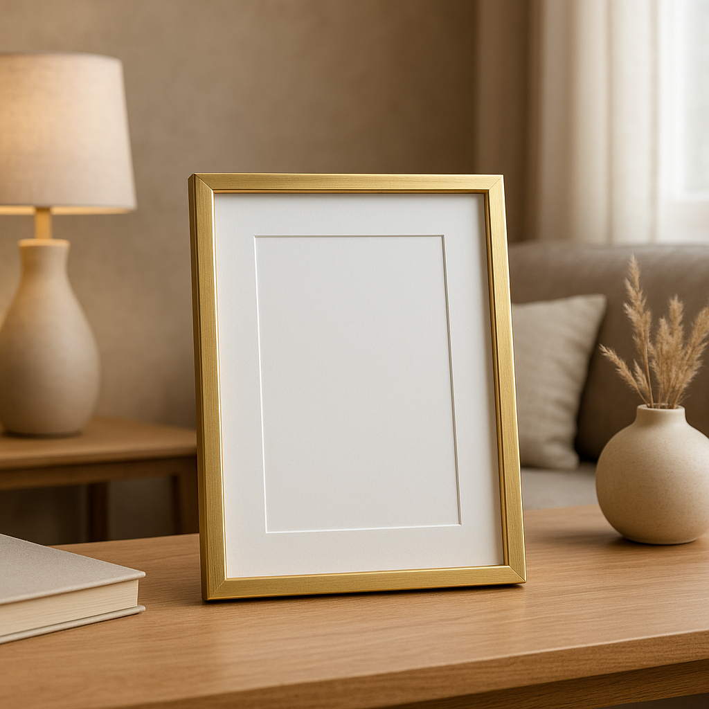 Cadre photo doré élégant pour sublimer vos souvenirs et décorer votre intérieur