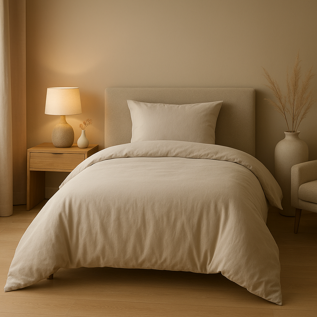 Housse de couette 150x200 en lin naturel, pour un lit doux et une chambre apaisante.